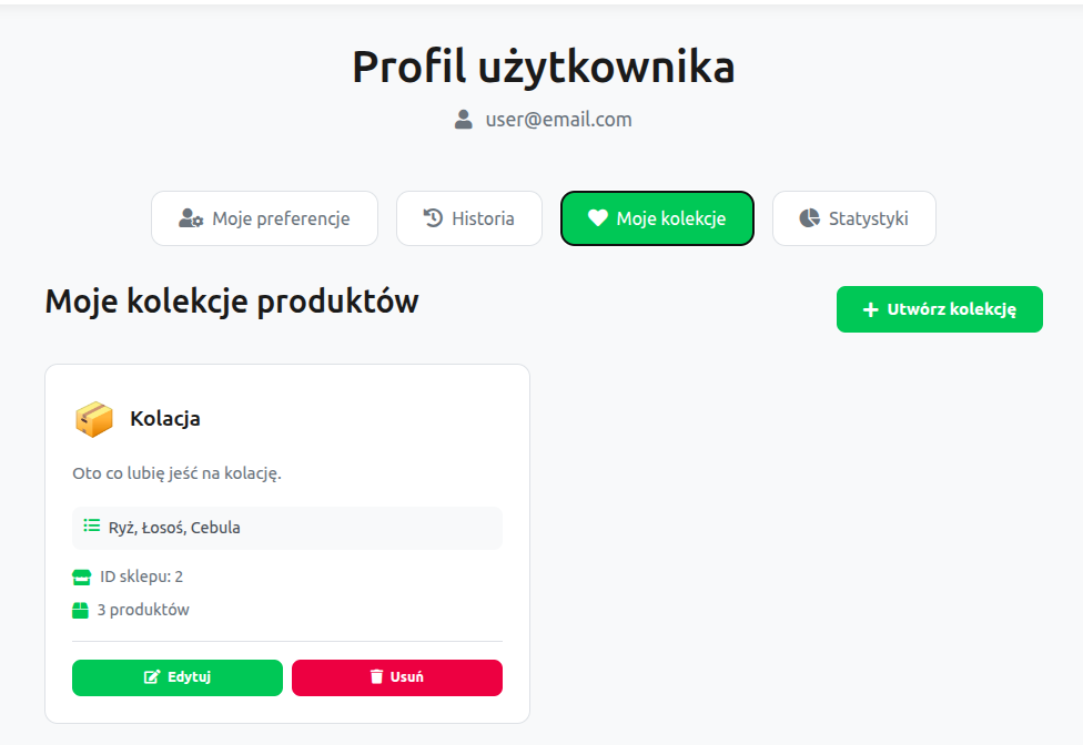 Własne kolekcje produktów